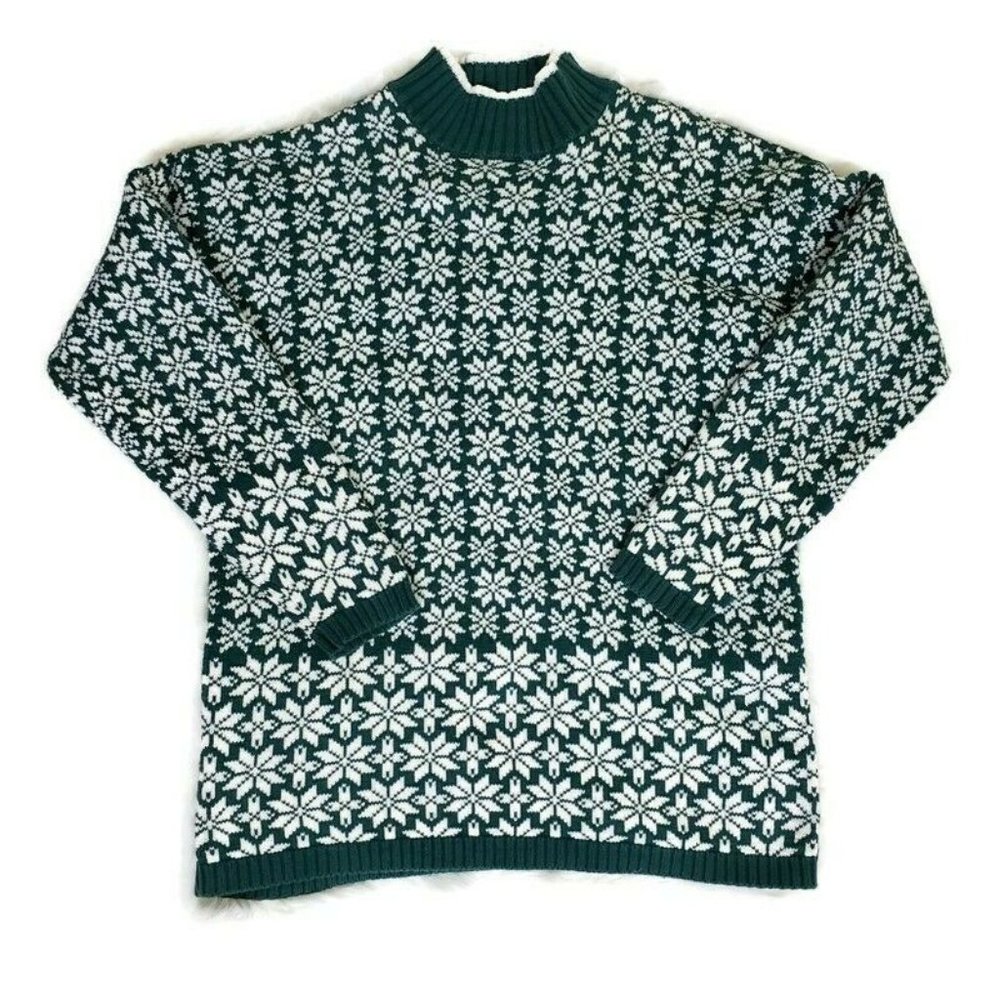 Nordic Snowflake Print Vintage Gap Sweater Medium